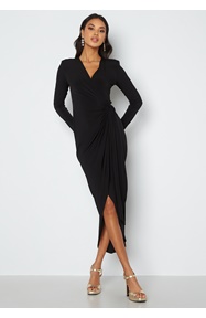 John Zack Long Sleeve Wrap Maxi Dress