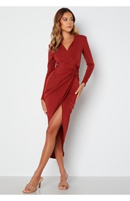 John Zack Long Sleeve Wrap Maxi Dress