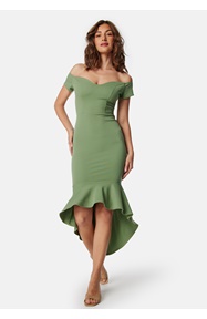 John Zack Off Shoulder Frill High Low Dress