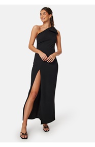 John Zack One Shoulder Bow Maxi Dress