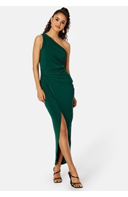 John Zack One Shoulder Rouch Dress