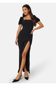 John Zack Puff Sleeve Maxi Dress With Split