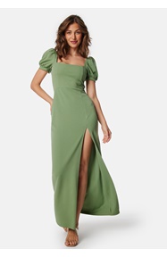 John Zack Puff Sleeve Maxi Dress With Split