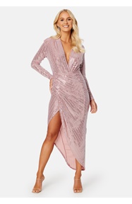 John Zack Sequin Rouch Maxi Dress