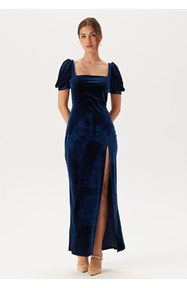 John Zack Velvet Puff Sleeve Maxi With S