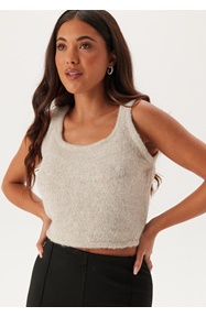 Pieces Pcruno Sl O-neck Crop Knit Top