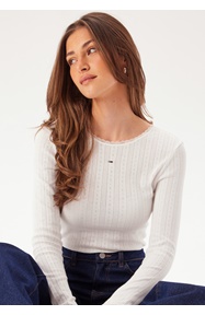 TOMMY JEANS Tjw Slim Pointelle Rib Tee Ls