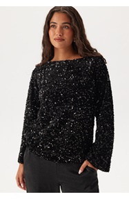 VILA Vifaith Boat Neck L/S SEQUIN T