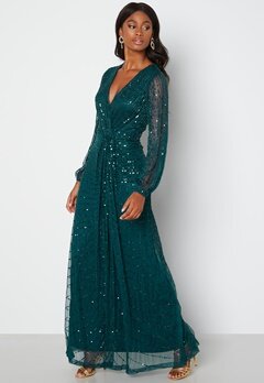 AngelEye Long Sleeve Seqiun Dress Emerald bubbleroom.dk