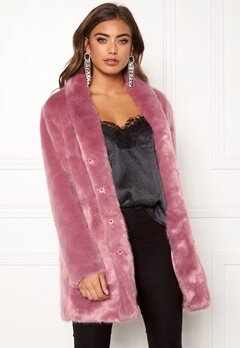 BUBBLEROOM Luxure faux fur coat Dusty pink bubbleroom.dk