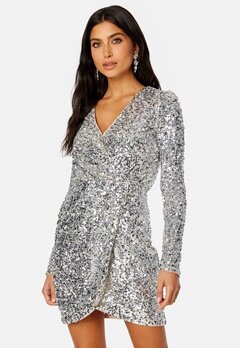 FOREVER NEW Jagger Sequin Ruched Mini Dress silver
 bubbleroom.dk