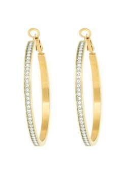 Guess Front Crystal Pave Hoops Gold bubbleroom.dk