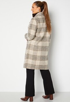 Happy Holly Corinne checked coat Beige / Checked bubbleroom.dk