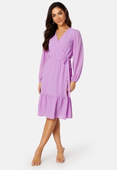 Happy Holly Linn midi Long Sleeve Dress Violet bubbleroom.dk