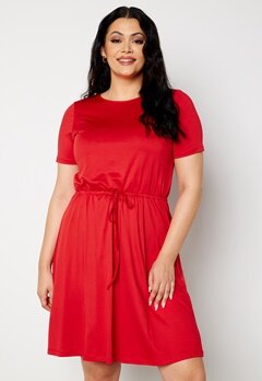 Happy Holly Tova short sleeve drawstring dress Red bubbleroom.dk