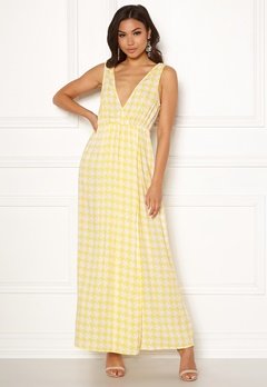 Ivyrevel Maxi Dress With Slit Yellow Pepita Print bubbleroom.dk