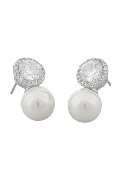 SNÖ of Sweden Lex Pearl Earrings Silver/Clear bubbleroom.dk