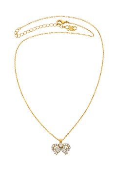 LILY AND ROSE Petite Antoinette Bow Necklace Crystal Gold bubbleroom.dk