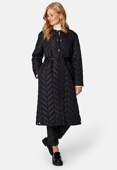 Pieces Fawn Long Quilted Jacket Black
 bubbleroom.dk