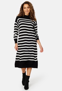 VILA Stripi Funnelneck Knit Dress Black Stripes:CLOUD
 bubbleroom.dk