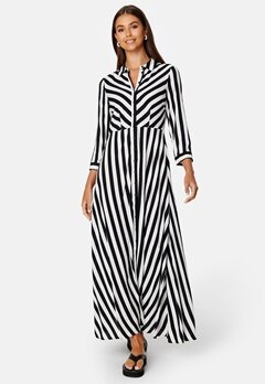 Y.A.S Savanna Long Shirt Dress Black Stripe:W WHITE
 bubbleroom.dk