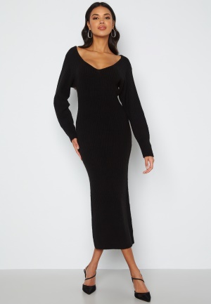 BUBBLEROOM Rosanna knitted puff sleeve dress Black -