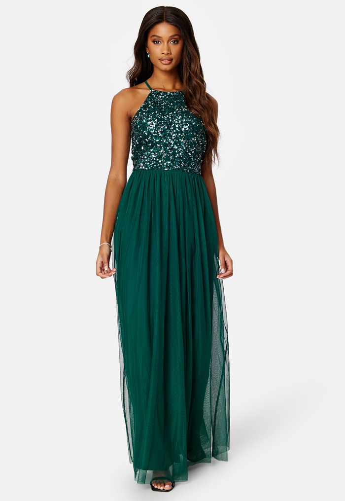 AngelEye High Neck Sequin Maxi Dress