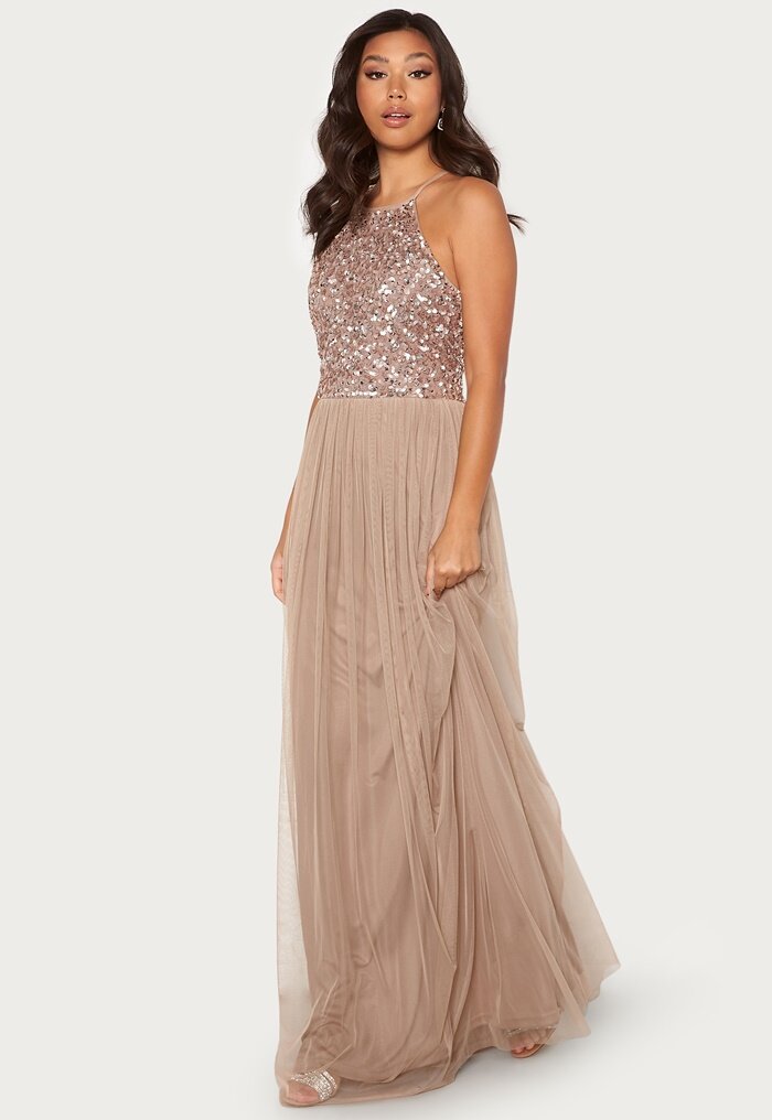 AngelEye High Neck Sequin Maxi Dress