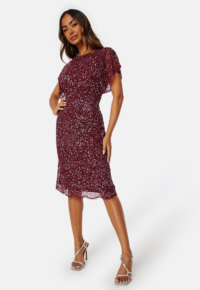 AngelEye Scallop Sequin Midi Dress