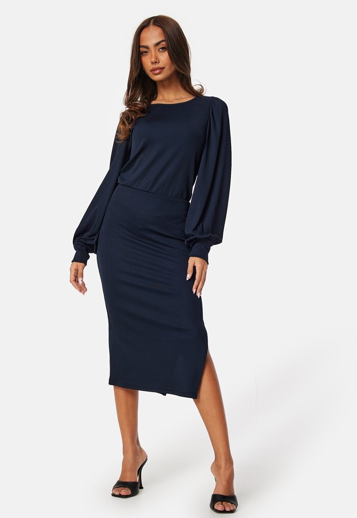 BUBBLEROOM Balloon Sleeve Rib Dress