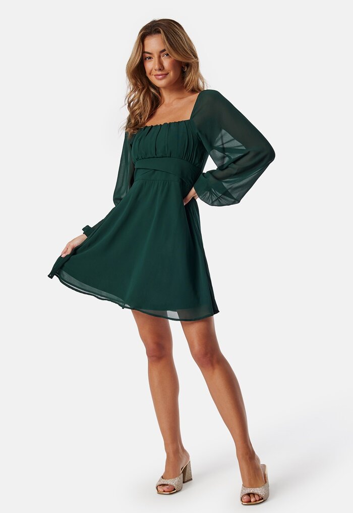 BUBBLEROOM Square Neck L/S Georgette Dress