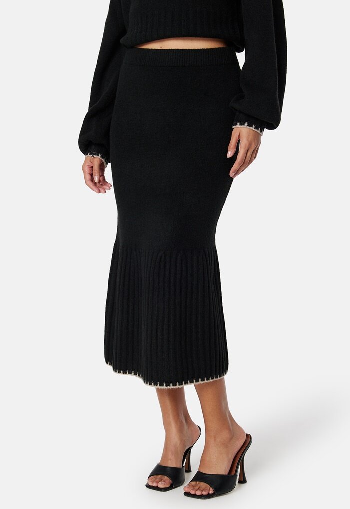 BUBBLEROOM Contrast Edge Knitted Skirt