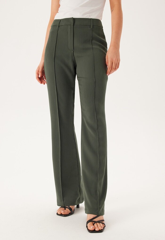 BUBBLEROOM Flared Structured Suit Trousers