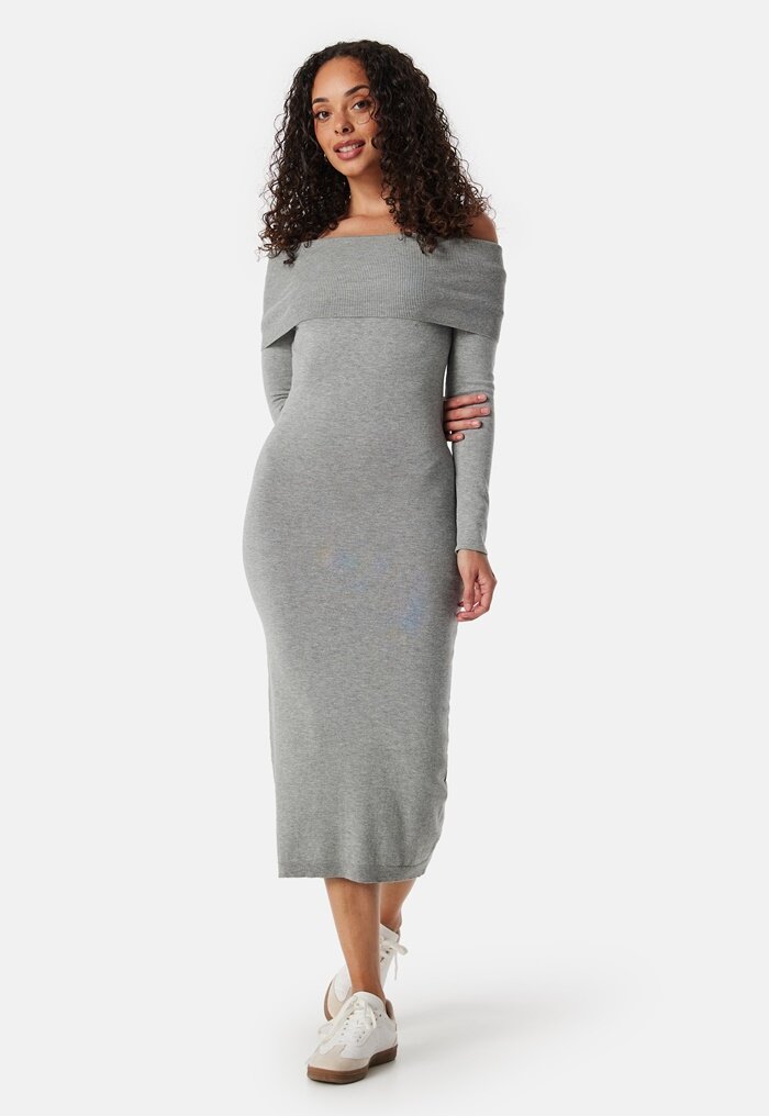 BUBBLEROOM Knitted Off Shoulder Dress