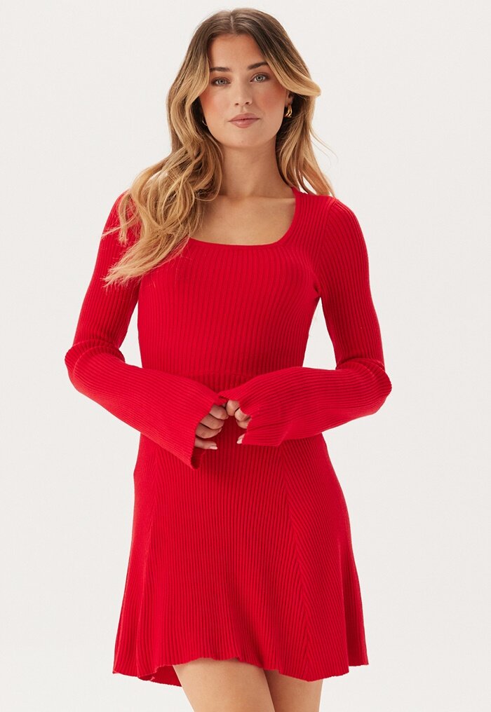 BUBBLEROOM Knitted Square Neck Skater Dress