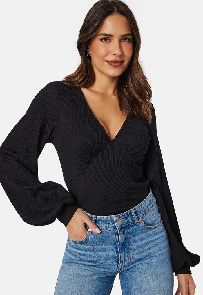 BUBBLEROOM V-neck Puff Sleeve L/S Top