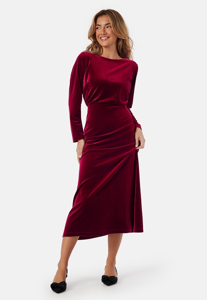 Bubbleroom Occasion Bow Velvet Midi Dress