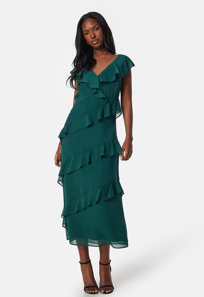 Bubbleroom Occasion Frill Chiffon Midi Dress Bubbleroom