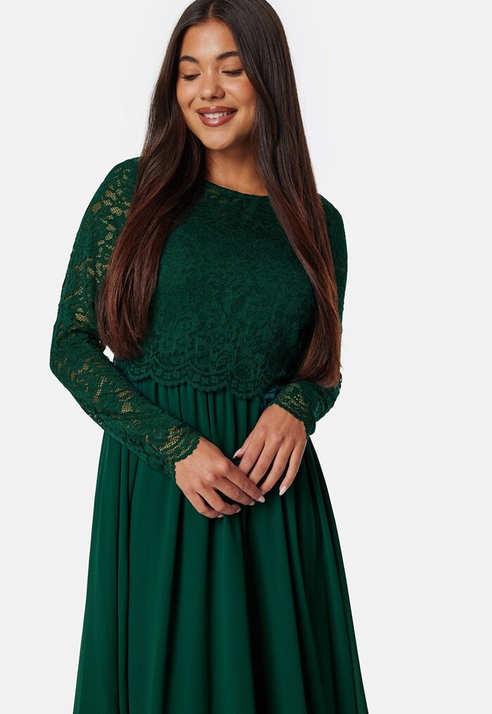 Bubbleroom Occasion Lace Long Sleeve Midi Dress