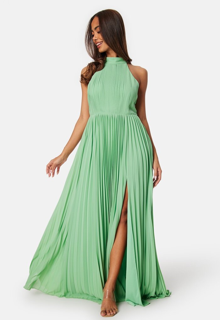 Bubbleroom Occasion Pleated Halter Neck Gown