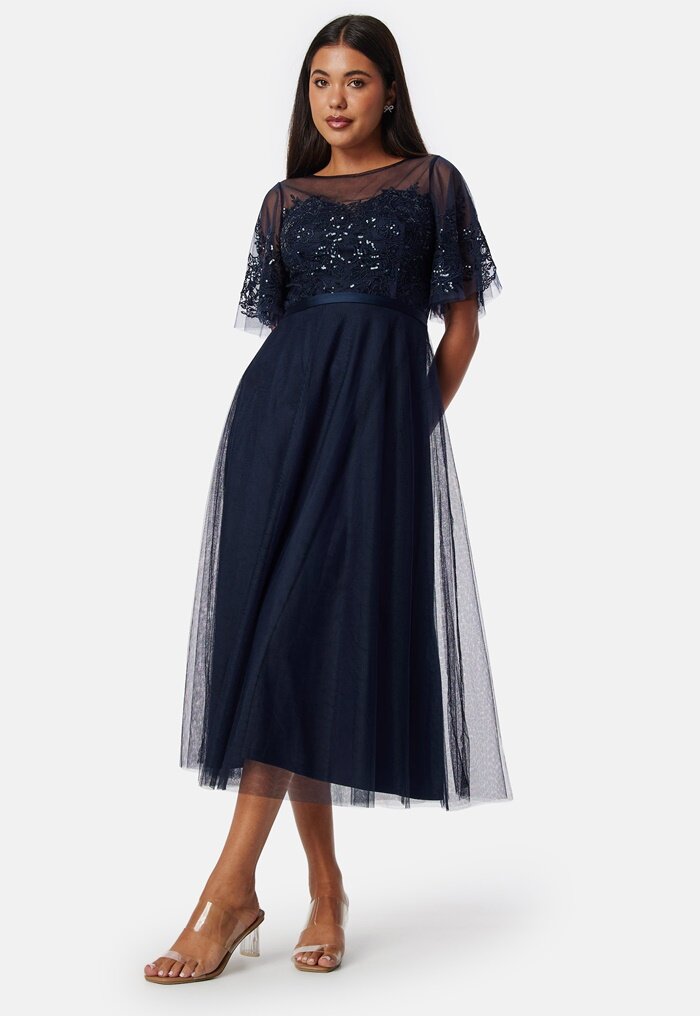 Bubbleroom Occasion Embroidered Mesh Midi Dress