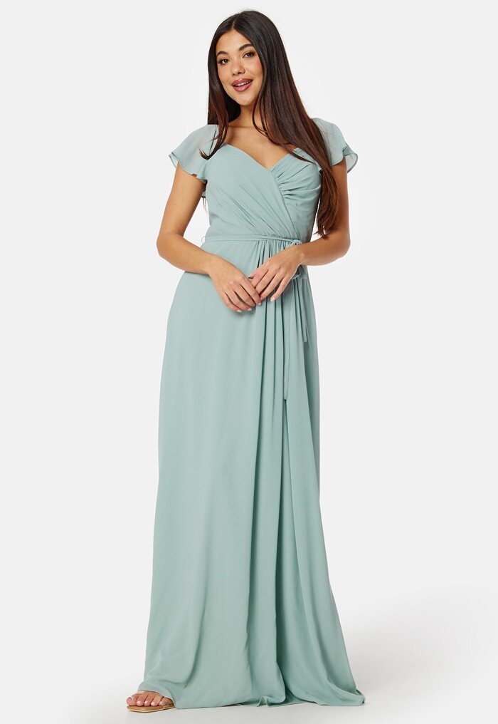 Bubbleroom Occasion Butterfly Sleeve Draped Chiffon Gown