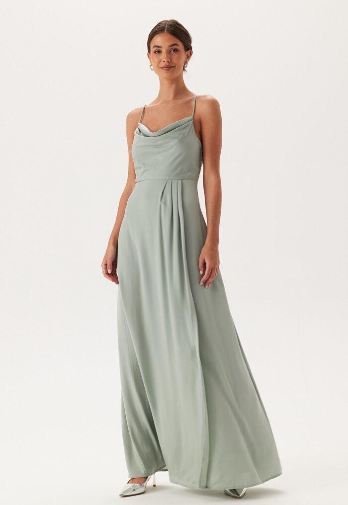 Bubbleroom Occasion Waterfall Slit Satin Gown