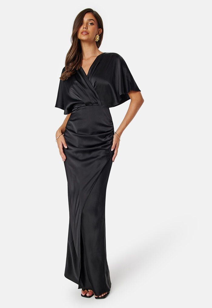 Bubbleroom Occasion Wrap Satin Gown