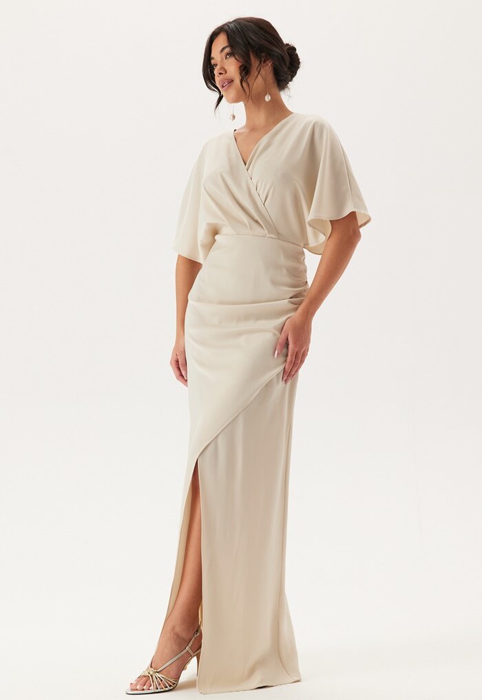 Bubbleroom Occasion Wrap Satin Gown