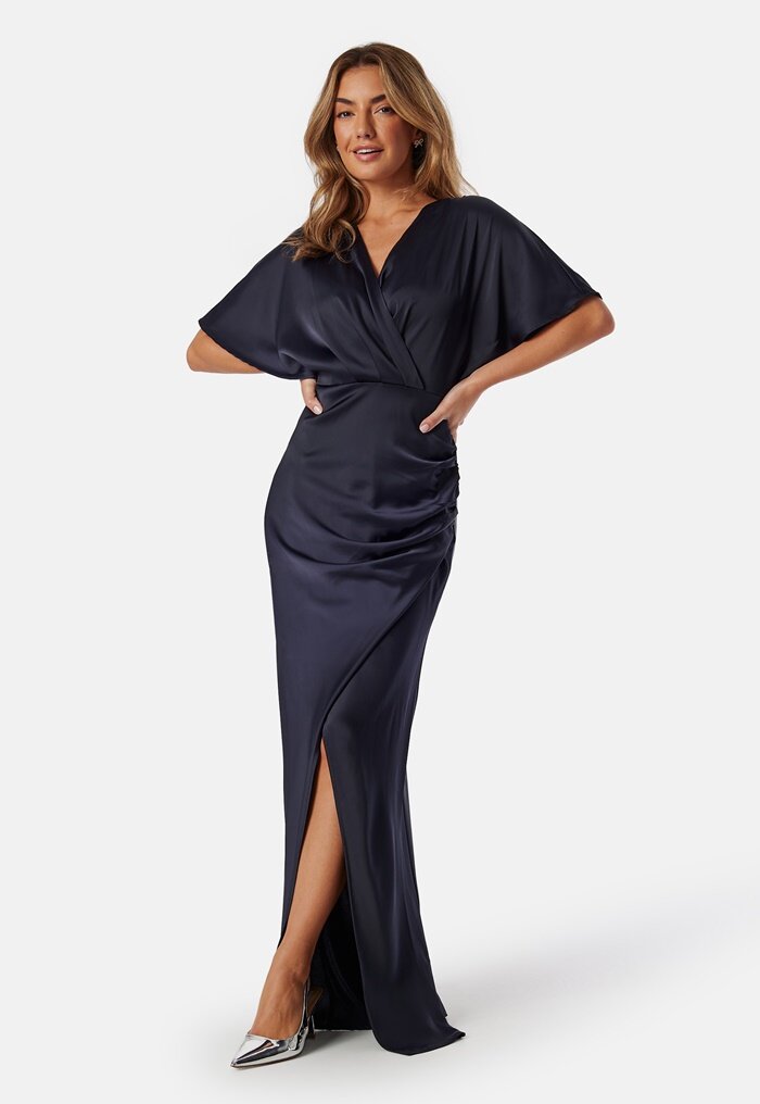 Bubbleroom Occasion Wrap Satin Gown