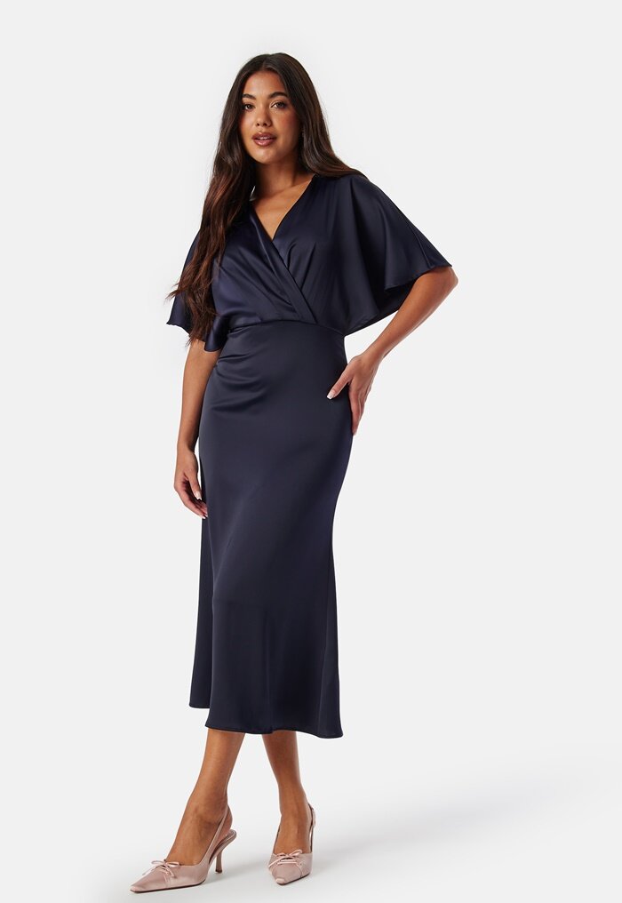 Bubbleroom Occasion Wrap Satin Midi Dress