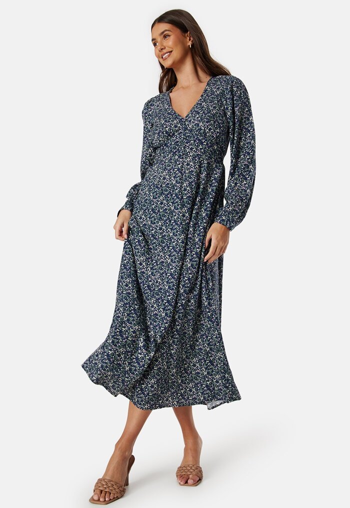 BUBBLEROOM Viscose V-neck Maxi Dress