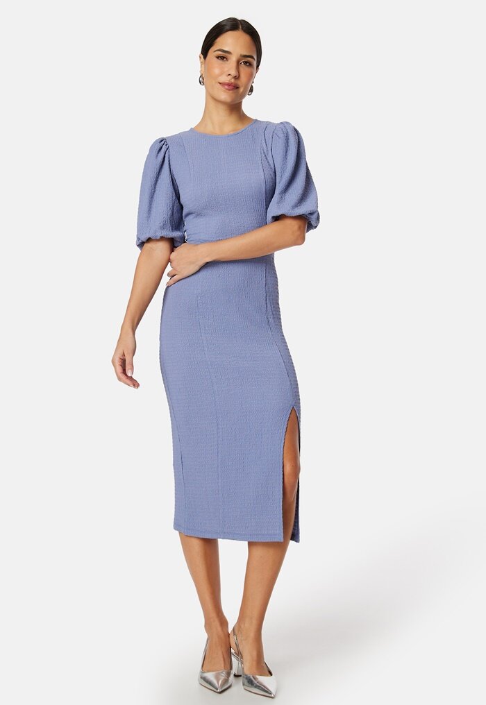 BUBBLEROOM Puff Sleeve Slit Dress