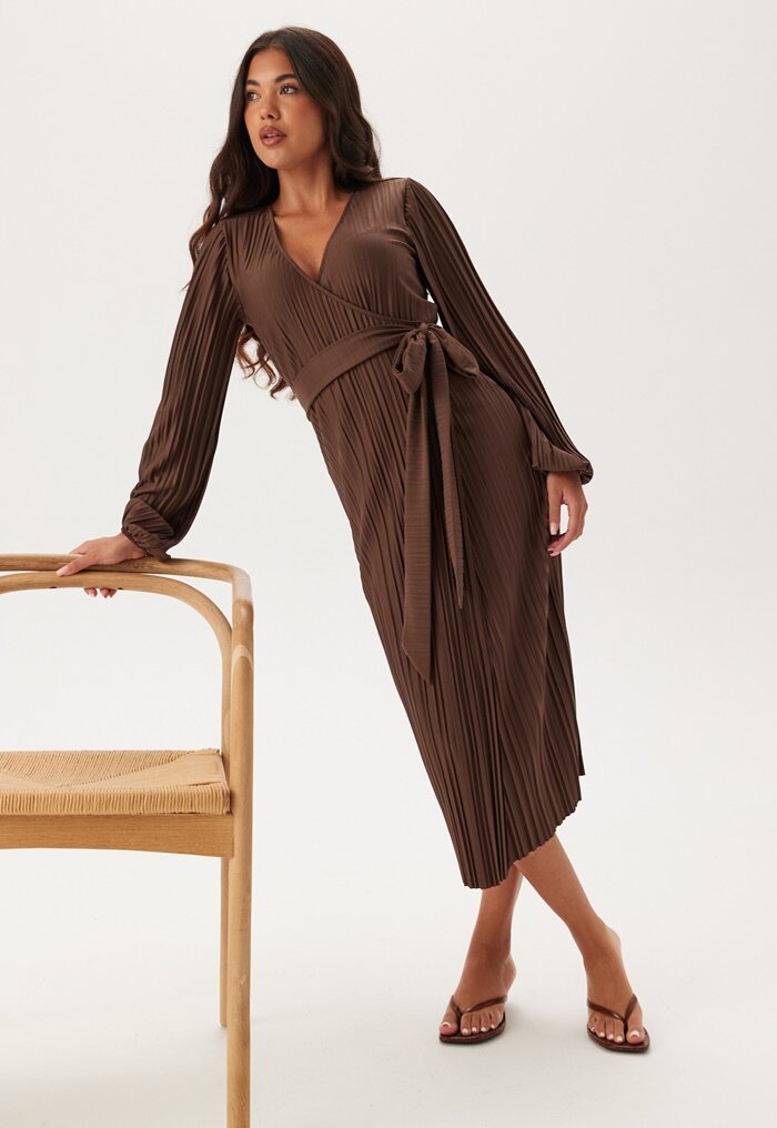 BUBBLEROOM  Pleated Wrap Dress